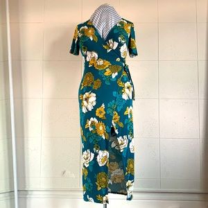 Blueh Ciel Foral Wrap Midi Dress